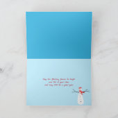 Kerstplezier in sneeuwvlokken met sneeuwman kaart (Binnen)