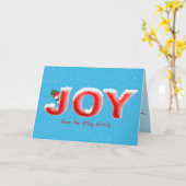 Kerstplezier in sneeuwvlokken met sneeuwman kaart (Gele Bloem)