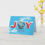 Kerstplezier in sneeuwvlokken met wereldbol op aar kaart (Gele Bloem)