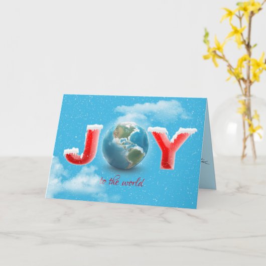 Kerstplezier in sneeuwvlokken met wereldbol op aar kaart (Gele Bloem)