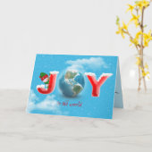 Kerstplezier in sneeuwvlokken met wereldbol op aar kaart (Gele Bloem)