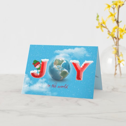 Kerstplezier in sneeuwvlokken met wereldbol op aar kaart (Gele Bloem)