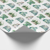 Kerstplezier op witte achtergrond cadeaupapier (Hoek)