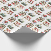 Kerstplezier op witte achtergrond cadeaupapier (Hoek)