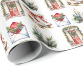 Kerstplezier op witte achtergrond cadeaupapier (Rol Hoek)