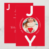 Kerstplezier rode witte eenvoudige fotokaart (Voorkant / Achterkant)