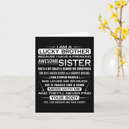 Kerstplezier voor broer van zus 1 kaart (Gele Bloem)