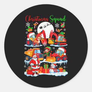 Kerstploeg Bouwtrucks Graafmachines San Ronde Sticker
