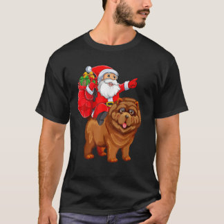 Kerstploeg Grappige Kerstman rijdt op Chow Chow-ho T-shirt