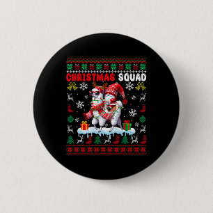 Kerstploeg Kerstman Dwerg Rijdt Lama Rendier Ronde Button 5,7 Cm