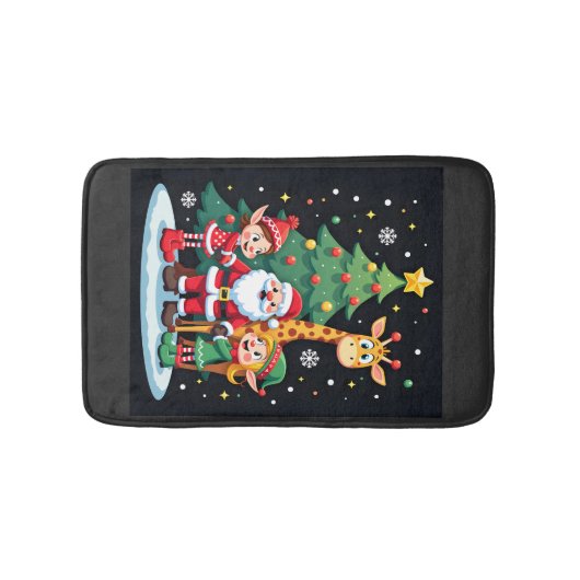 Kerstploeg Kerstman Giraffe Elf Dabbing Matching Badmat (Voorkant)