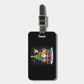Kerstploeg Kerstman Giraffe Elf Dabbing Matching Bagagelabel (Voorkant verticaal)