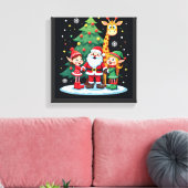 Kerstploeg Kerstman Giraffe Elf Dabbing Matching Canvas Afdruk (Insitu (Woonkamer))