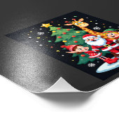 Kerstploeg Kerstman Giraffe Elf Dabbing Matching Foto Afdruk (Hoek)