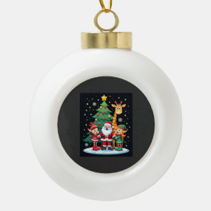 Kerstploeg Kerstman Giraffe Elf Dabbing Matching Keramische Bal Ornament