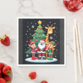 Kerstploeg Kerstman Giraffe Elf Dabbing Matching Servet (Insitu)
