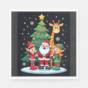 Kerstploeg Kerstman Giraffe Elf Dabbing Matching Servet