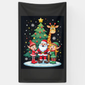 Kerstploeg Kerstman Giraffe Elf Dabbing Matching Spandoek (Verticaal)