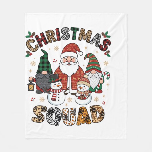 Kerstploeg Kerstman Kabouters Sneeuwmannen Luipaar Fleece Deken (Voorkant)