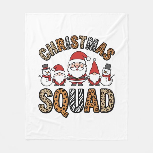 Kerstploeg Kerstman Sneeuwman Luipaardprint Ontwer Fleece Deken (Voorkant)