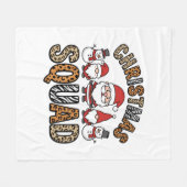 Kerstploeg Kerstman Sneeuwman Luipaardprint Ontwer Fleece Deken (Voorkant (Horizontaal))