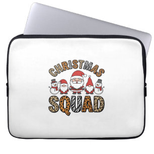Kerstploeg Kerstman Sneeuwman Luipaardprint Ontwer Laptop Sleeve