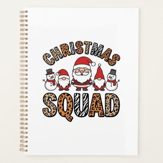 Kerstploeg Kerstman Sneeuwman Luipaardprint Ontwer Planner (Voorkant)