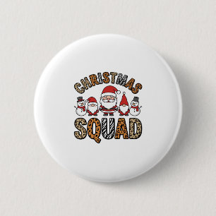 Kerstploeg Kerstman Sneeuwman Luipaardprint Ontwer Ronde Button 5,7 Cm