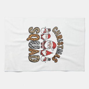 Kerstploeg Kerstman Sneeuwman Luipaardprint Ontwer Theedoek