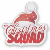 Kerstploeg Rode Kerstman Hoed Sticker (Voorkant)
