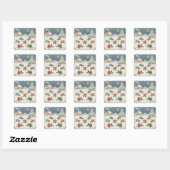 Kerstpluimvee in beweging, kerststickers vierkante sticker (Vel)