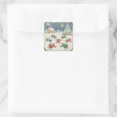 Kerstpluimvee in beweging, kerststickers vierkante sticker (Tas)