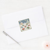 Kerstpluimvee in beweging, kerststickers vierkante sticker (Envelop)