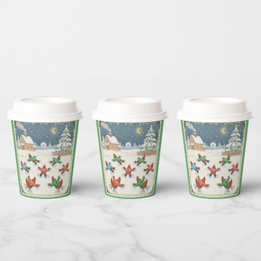 Kerstpluimvee in beweging, papieren bekers (Multi)