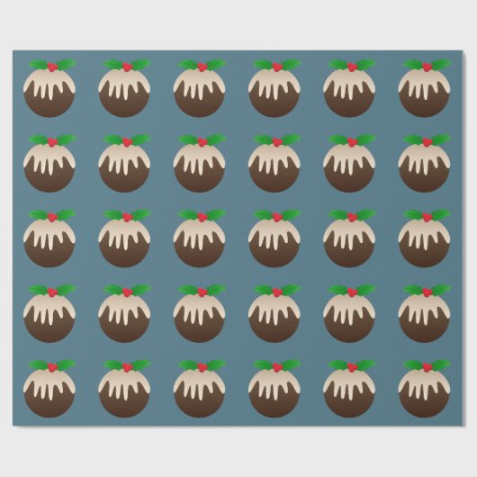 Kerstplum Pudding Cadeaupapier (Vlak)