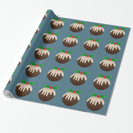 Kerstplum Pudding Cadeaupapier (Uitgerold)
