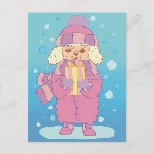 Kerstpoedel Briefkaart (Voorkant)