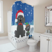 Kerstpoedel en puppy in de sneeuw douchegordijn (In situ)