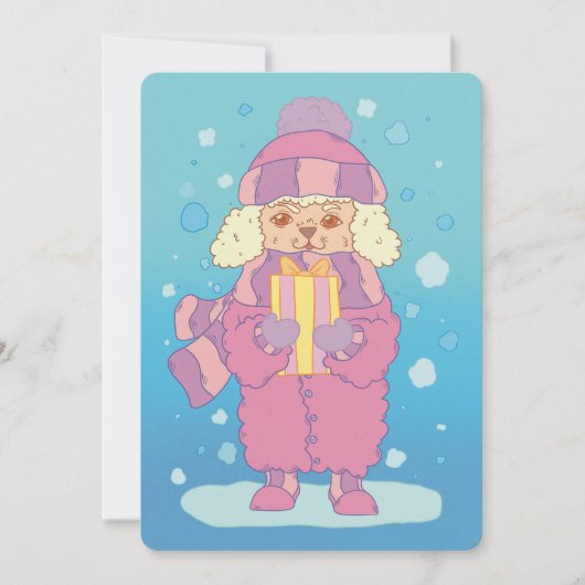 Kerstpoedel Feestdagenkaart (Voorkant)
