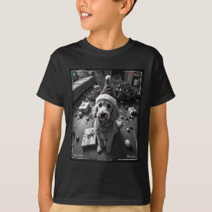 Kerstpoedel gevangen op camera t-shirt