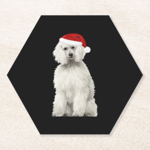 Kerstpoedel Kerstboom Hond Puppy Watercol Kartonnen Onderzetters