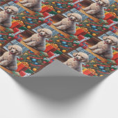 Kerstpoedel met Kerstboom, Geschenken Cadeaupapier (Hoek)