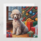 Kerstpoedel met Kerstboom, Geschenken Feestdagenkaart (Voorkant / Achterkant)