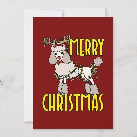 Kerstpoedel met rendiergewei feestdagenkaart (Voorkant)