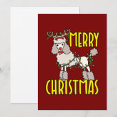 Kerstpoedel met rendiergewei feestdagenkaart (Voorkant / Achterkant)
