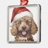 KERSTPOEDEL PUPPY HOND MET KERSTMUTS METALEN ORNAMENT (Links)