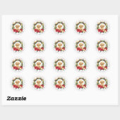 Kerstpoedel ronde Stickers (Vel)