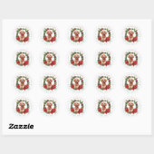 Kerstpoedel ronde Stickers (Vel)