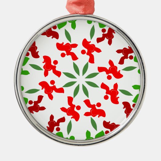 Kerstpoedels Metalen Ornament (Voorkant)