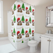 Kerstpoep emoji douchegordijn (In situ)